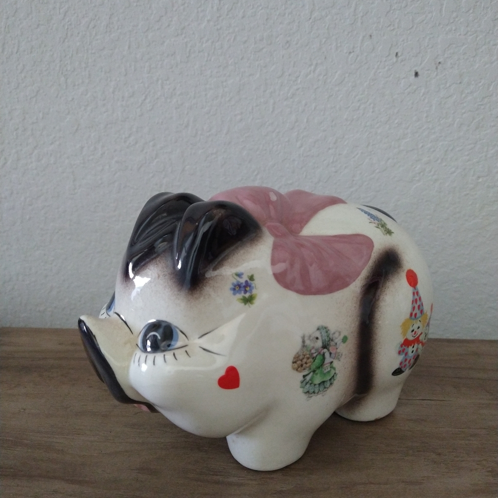 Vintage Hand Painted Piggy Bank